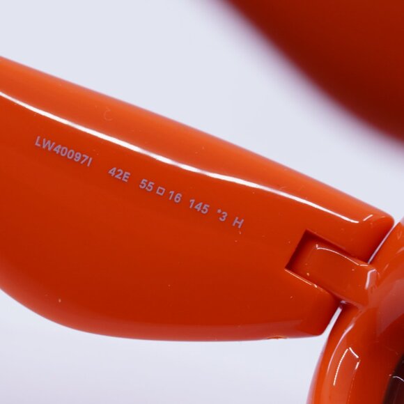 Loewe LW40097I 42E Sunglasses Orange Cat Eye Frame, Brown Lenses main image 6